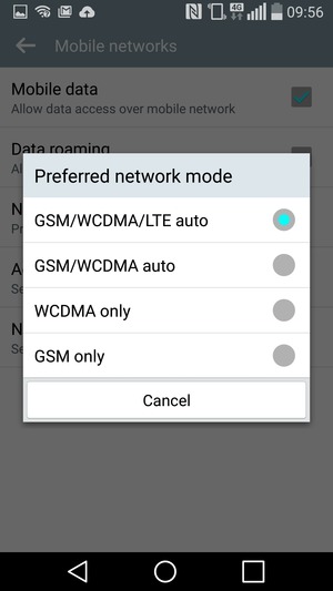 Select GSM/WCDMA auto to enable 3G