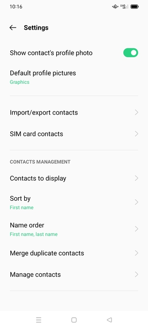 Select SIM card contacts