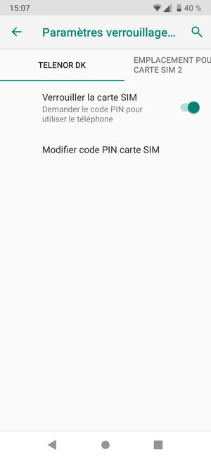 Sélectionnez Digicel et Modifier code PIN carte SIM