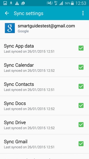Check the Sync Contacts checkbox and select the Menu button