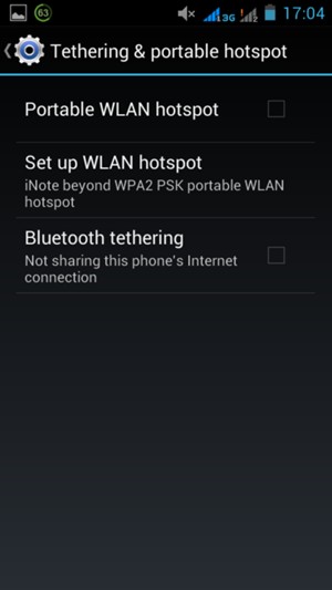 Check the Portable WLAN hotspot checkbox