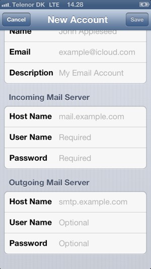 Enter email information for Ougoing Mail Server and select Save
