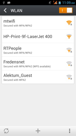 Turn on WLAN. Select the wireless network you want to connect to.