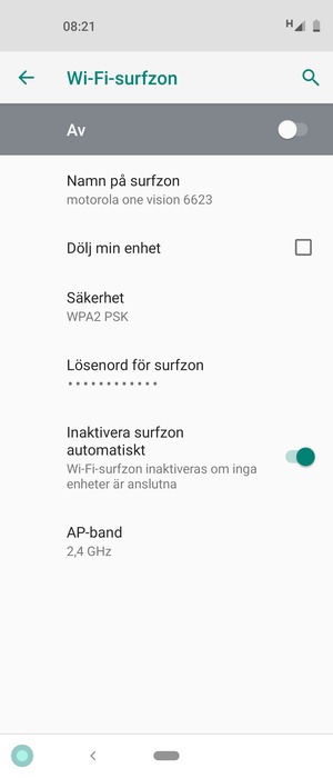 Välj Lösenord för surfzon