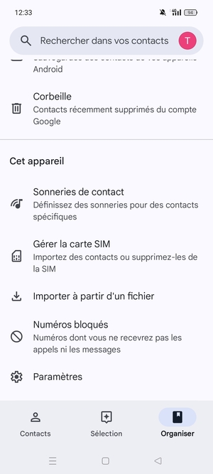 Faites défiler et sélectionnez Gérer la carte SIM