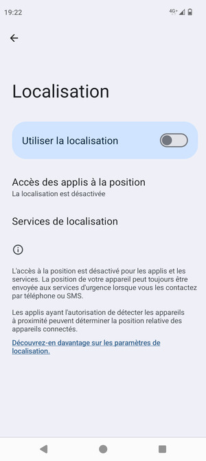 Désactiver le Utiliser la localisation