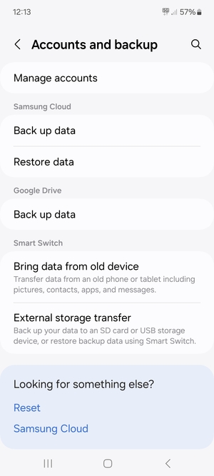 Scroll to Google Drive and select Back up data