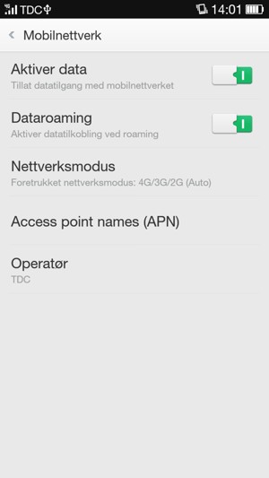 Velg Access point names (APN)