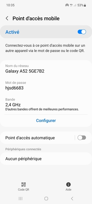 Votre téléphone est maintenant configuré pour être utilisé comme modem