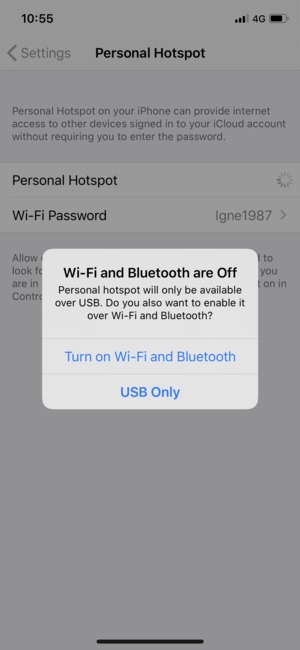 Select Turn on Wi-Fi and Bluetooth
