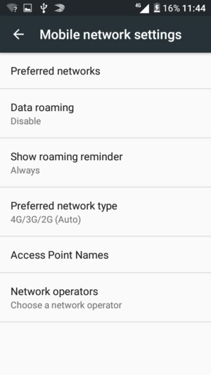 Select Data roaming