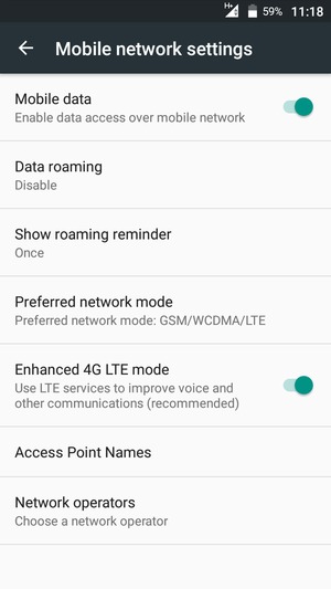 Select Preferred network mode