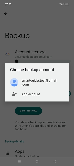 Select your backup account