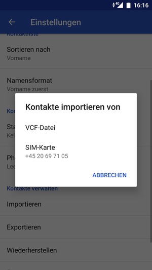 Wählen Sie SIM-Karte