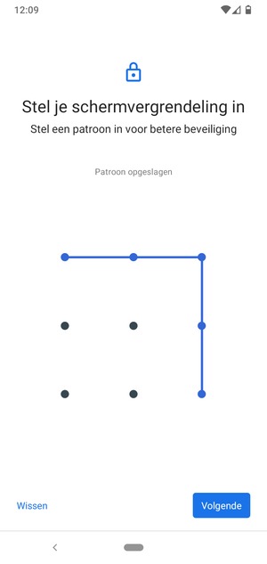 Teken een ontgrendelingspatroon en selecteer Volgende