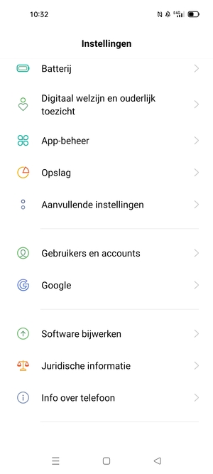 Scroll naar en selecteer Software bijwerken