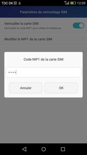 Veuillez confirmer votre nouveau code NIP de la carte SIM et sélectionner OK