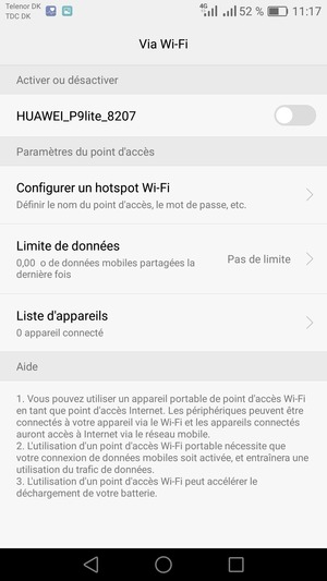 Sélectionnez Configurer un hotspot Wi-Fi
