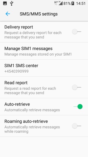 Select SIM SMS center