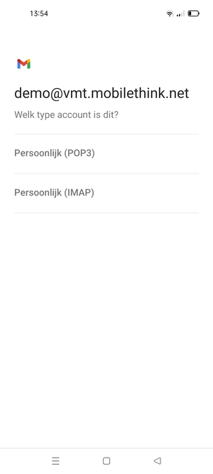 Selecteer Persoonlijk (POP3) of Persoonlijk (IMAP)