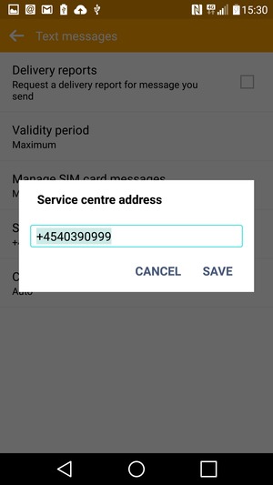 Enter the Service centre number and select SAVE
