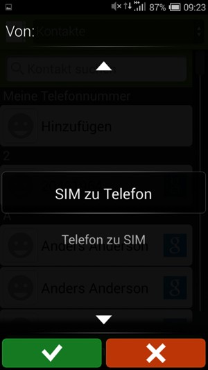 Wählen Sie SIM zu Telefon und OK