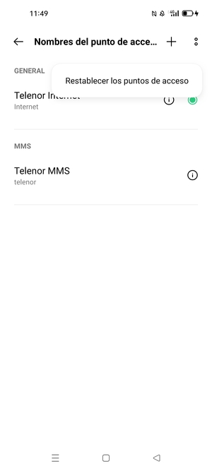 Seleccione Restablecer los puntos de acceso