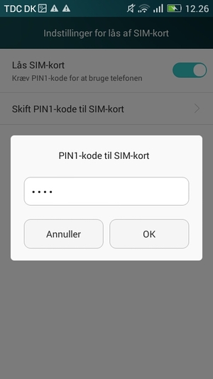 Bekræft din Nye PIN-kode til SIM-kort og vælg OK