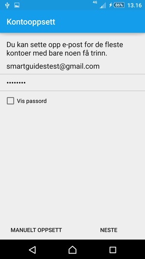 Skriv inn din Gmail eller Hotmail-adresse og passord. Velg NESTE