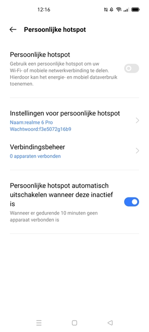Schakel Persoonlijke hotspot in