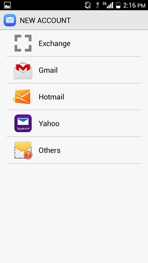 Select Gmail or Hotmail