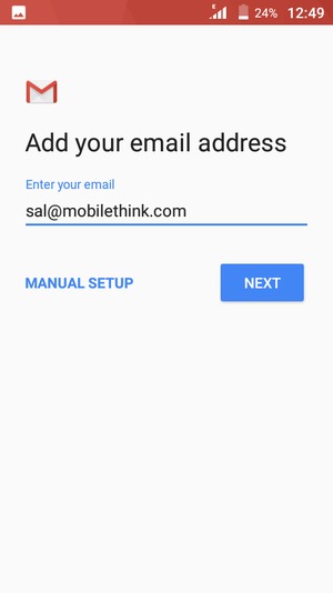 Enter your Email address and select MANUAL SETUP