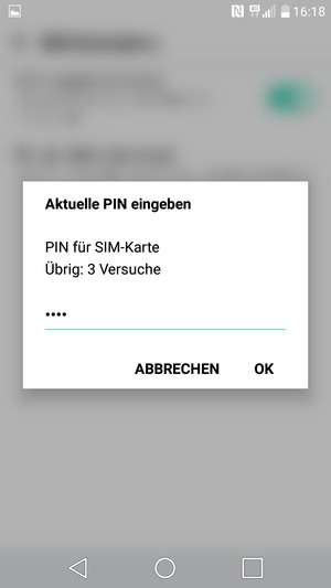 Geben Sie Ihre Aktuelle PIN für SIM-Karte ein und wählen Sie OK