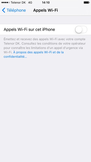 Activer le Appels Wi-Fi sur cet iPhone