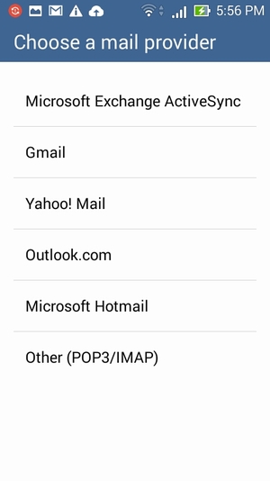 Select Microsoft Hotmail