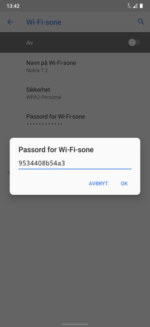 Skriv inn et Wi-Fi hotspot-passord på minst 8 tegn og velg OK