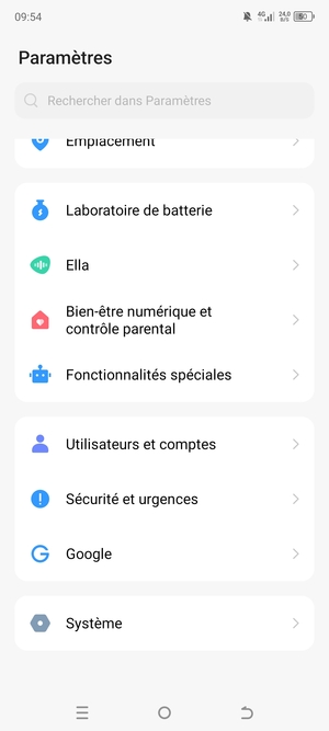 Faites défiler et sélectionnez Système