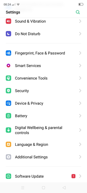 Scroll to and select Device & Privacy