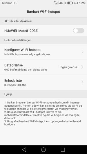 Vælg Konfigurer Wi-Fi-hotspot