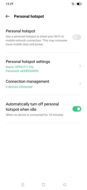 Turn on Personal hotspot