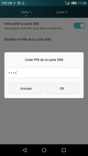 Saisissez votre Vieux code PIN de la carte SIM et sélectionnez OK