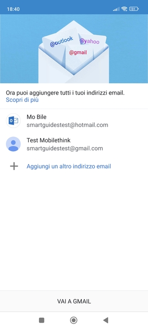 Seleziona VAI A GMAIL