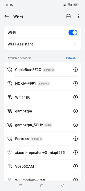 Select the wireless network you want to connect to