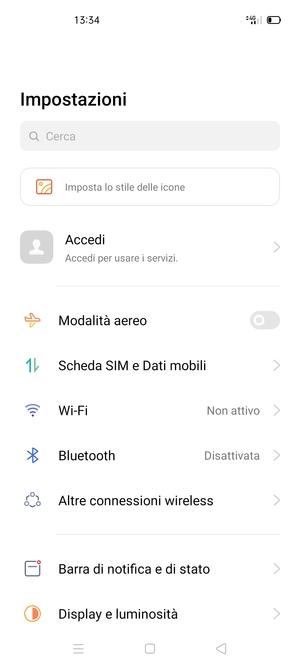 Seleziona Scheda SIM e Dati mobili