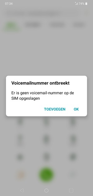 Als uw voicemail niet geïnstalleerd is, selecteert u TOEVOEGEN