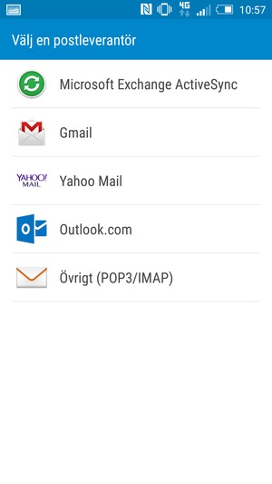 Välj Gmail eller Outlook.com (Hotmail)