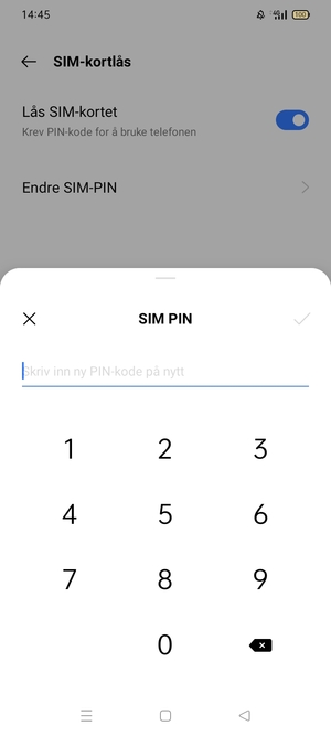 Bekreft ny PIN-kode for SIM-kort og velg OK