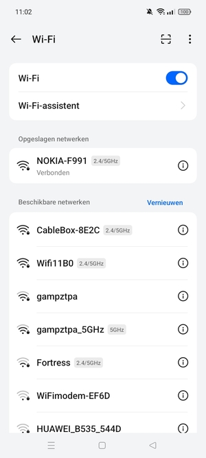 U bent nu verbonden met het WiFi-netwerk