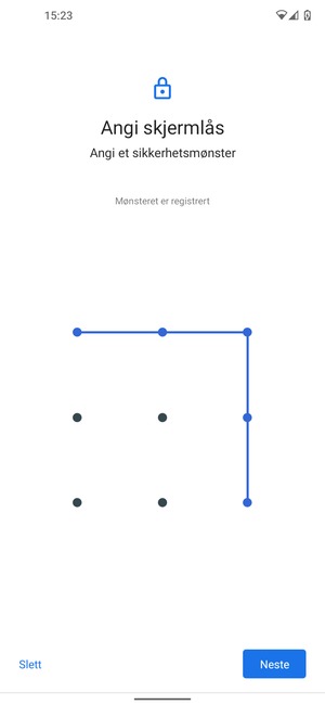 Tegn et opplåsingsmønster og velg Neste