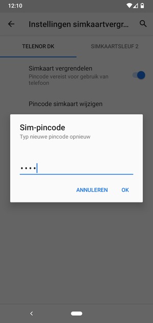 Bevestig uw nieuwe sim-pincode en selecteer OK